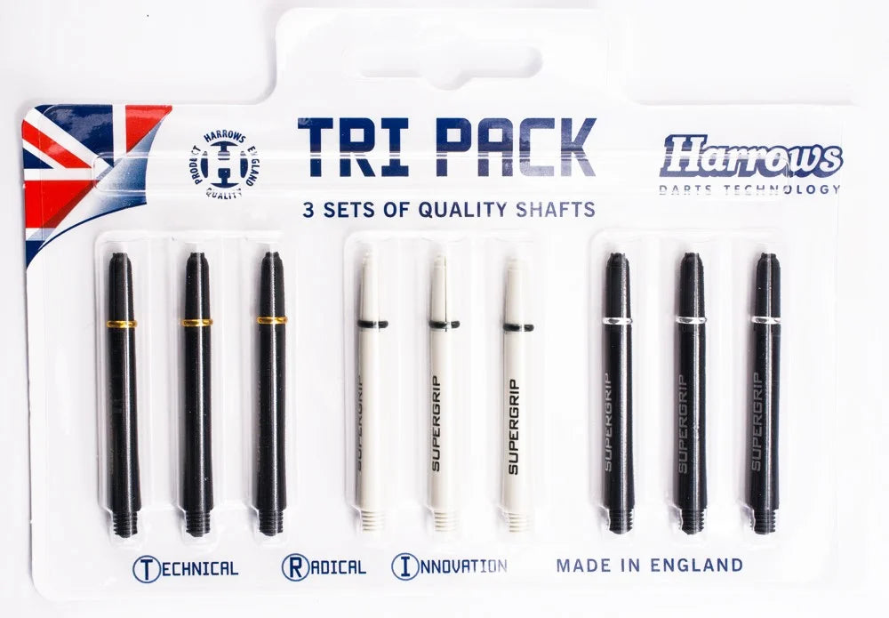 Harrows Shafts Supergrip Tri Pack Black/White